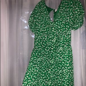 green floral dress